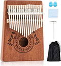 UNOKKI Mahogany Kalimba 17-Key Thumb Piano with Instruction Book and Tuning Hammer Portable Personal Musical Instrument for Kids and Adults, Beginners to Professionals Color: Light Brown