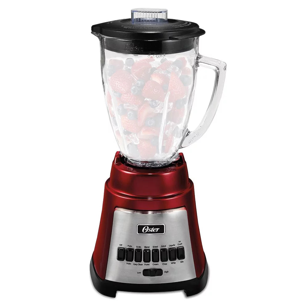 Oster BLSTFG-R00-000 6-Cup Glass Jar 12-Speed Blender Metallic Red