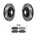 Transit Auto - Front Coated Drilled Slotted Disc Brake Rotors And Ceramic Pads Kit For Honda Civic CR-V Acura ILX KDA-100034