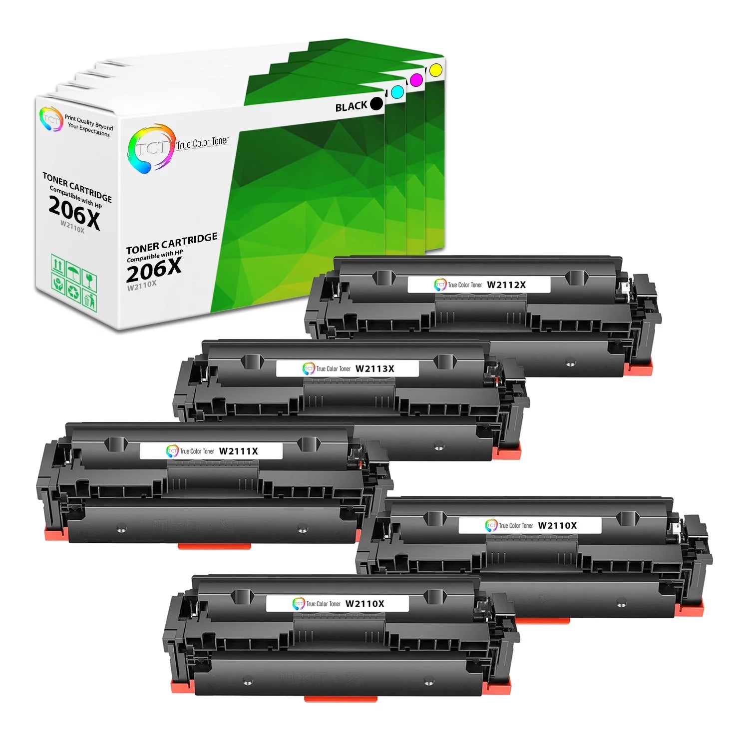 TCT Compatible Toner HY Cartridge Replacement for the HP 206X Series - 5 Pack (BK, C, M, Y)