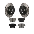 Transit Auto - Rear Coated Drilled Slotted Disc Brake Rotors And Semi-Metallic Pads Kit For Dodge Charger Chrysler 300 Challenger Magnum Avenger KDS-100418