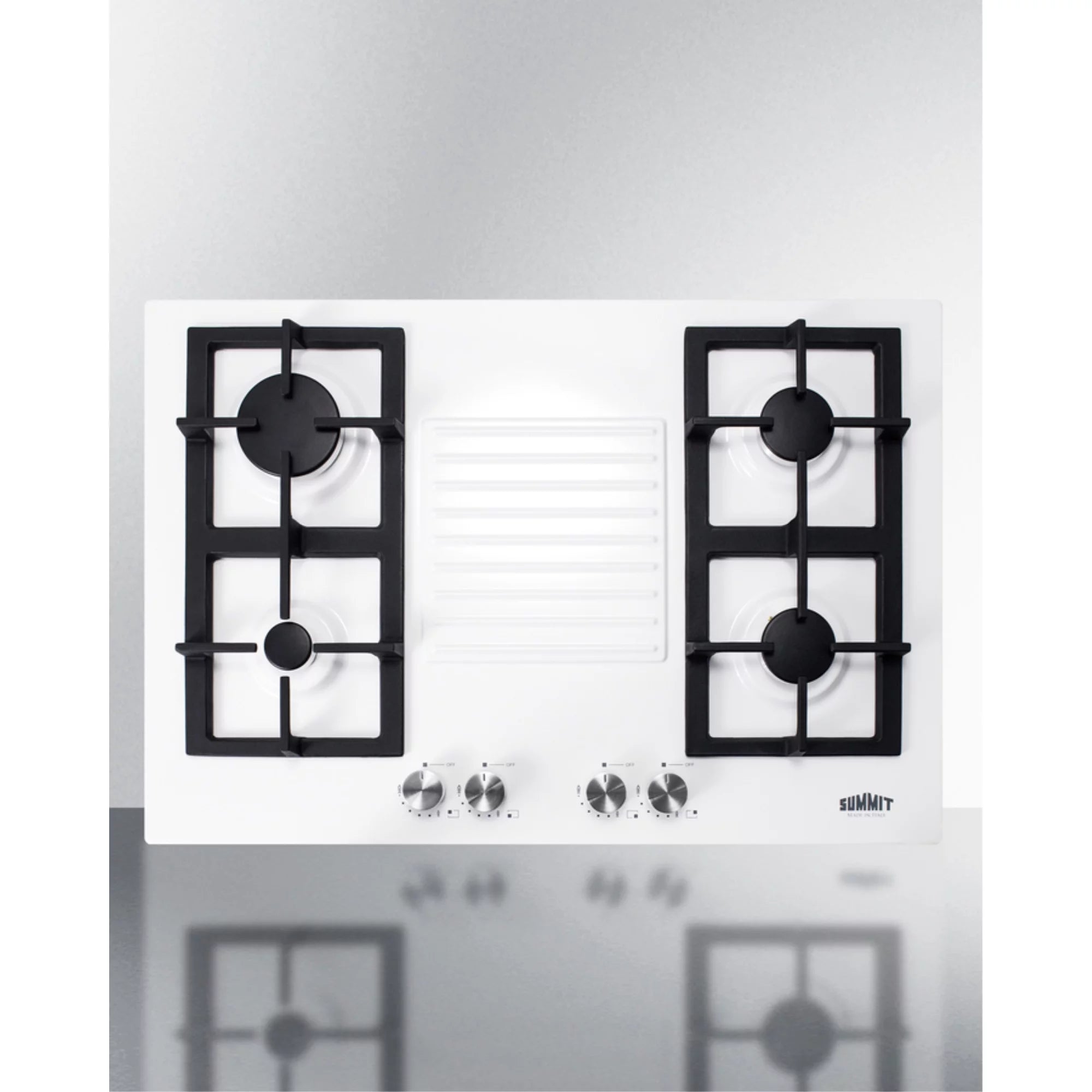 30 wide 4-burner gas cooktop in white with sealed burners and cast iron grates