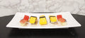 8.25W White Melamine Curved Rectangular Sushi Serving Plates Platters Set Of 6