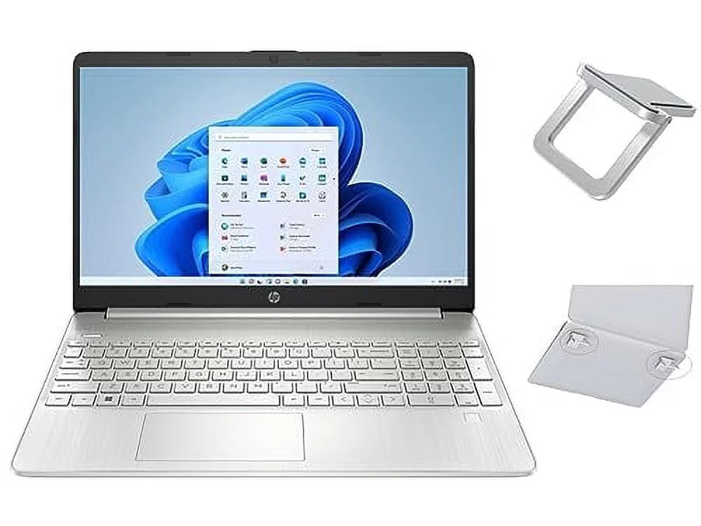HP 15.6 HD Display | AMD Ryzen 3-5300U Processor (Beat i5-1035G1) | 16GB RAM | 256GB SSD | AMD Radeon Graphics True Vision HD Camera | Windows 11 Home| Silver | Bundle with Laptop Stand