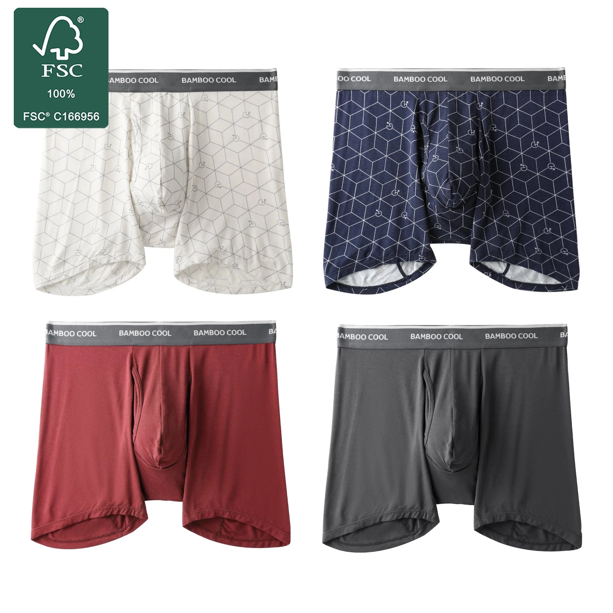 Men's Underwear Boxer Briefs,Classical Printed Boxer Briefs,Cooling Stretch Support Underwear for Men,M-XXL,4Pack