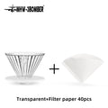 Glass Coffee Dripper Reusable Cone Pour Over Coffee Dripper with Filter Paper Professional Home Baristas Accessories Clear-white Set