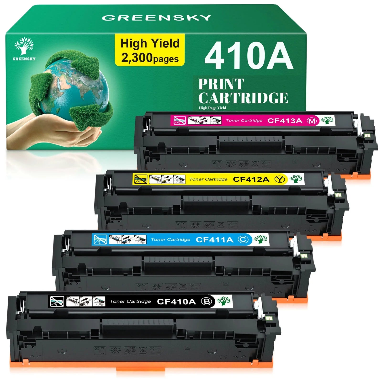 410A Toner Cartridges CF410A Compatible with HP 410A CF410A CF410X for HP Color Laserjet Pro MFP M477fnw M477fdw M477fdn M452dn M452nw M477fdn M452dw M477 Printer£¨Black Cyan Magenta Yellow, 4 Packs£©