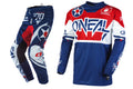 Oneal Element Warhawk Red/White/Blue Motocross Dirt bike Offroad MX Jersey Pants Combo Package Riding Gear Set Jersey