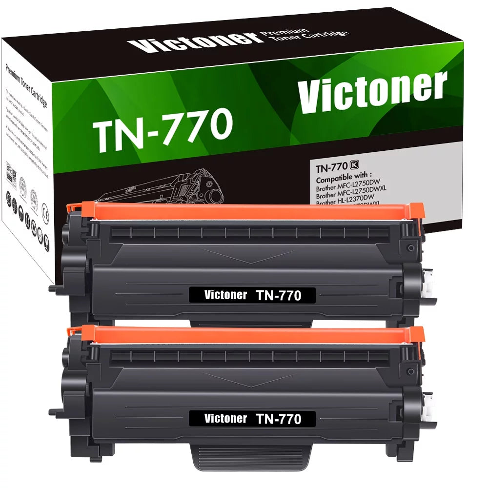 Victoner 2-Pack Compatible Toner for Brother TN-770 Use With Brother MFC-L2750DW L2750DWXL HL L2370DW L2370DWX 2 * Black