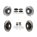 Transit Auto - Front Rear Coated Drilled Slotted Disc Brake Rotors And Ceramic Pads Kit For Honda Civic KDC-100421
