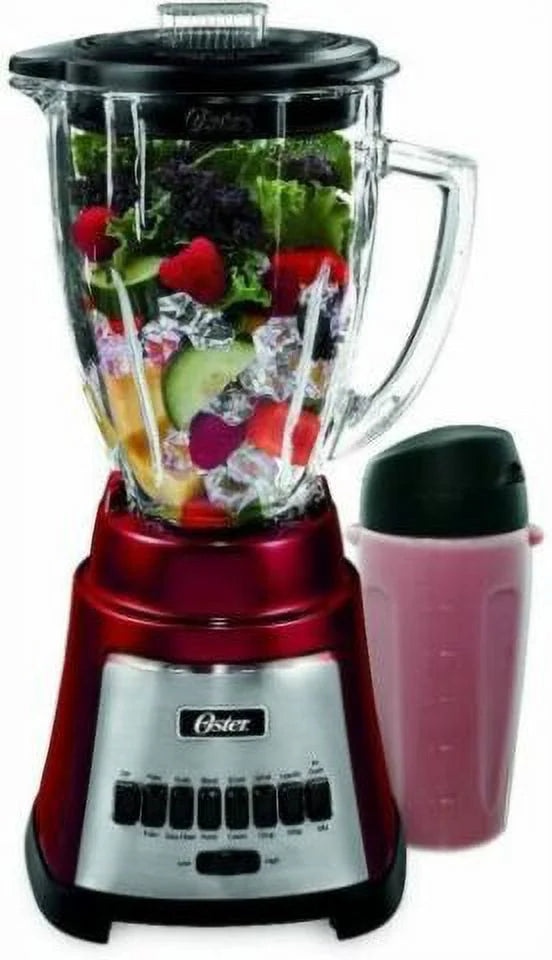 Oster BLSTFG-RBG Red 12 Speed 6 Cup Glass Jar w/ Smoothie Cup 700W