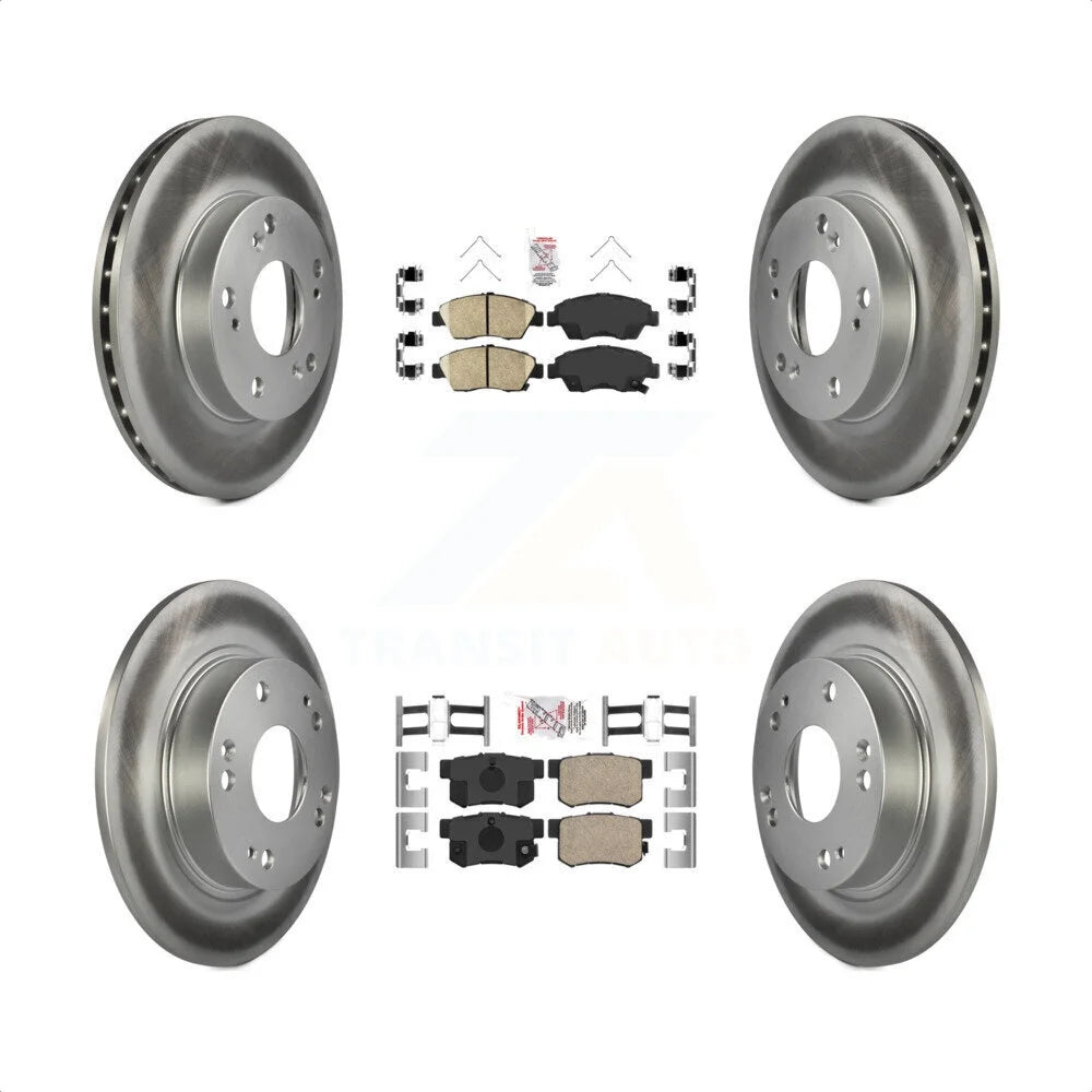 Transit Auto - Front Rear Ceramic Pads And Coated Disc Brake Rotors Kit For Honda Civic KGA-101975