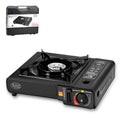 Alpine Cuisine Iron Butane Gas Stove with Customized Package, Camp Kitchen Equipment Emergency Gas Stove Burner, Portable Butane Automatic Ignition Indoor Outdoor Cooking Stove for Picnics Hiking