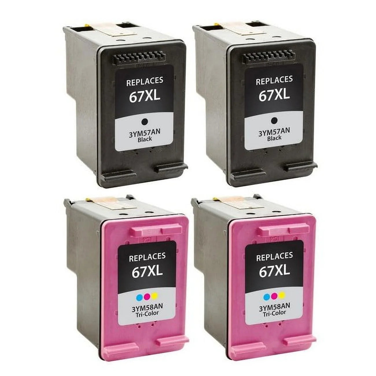 Remanufactured PrinterDash Replacement for HP Deskjet 2724/2725/2755e/4140/4155/Envy 6020/6030/6052/6075/6455/6475 High Yield Inkjet Combo Pack (2-Black/2-Color) (NO. 67XL) (3YP29AN_2PK)