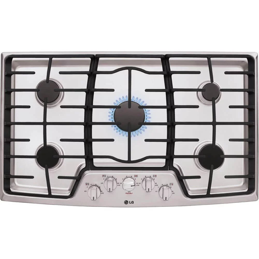 Lg Lcg3611 36 Wide 5 Burner Gas Cooktop - Stainless Steel