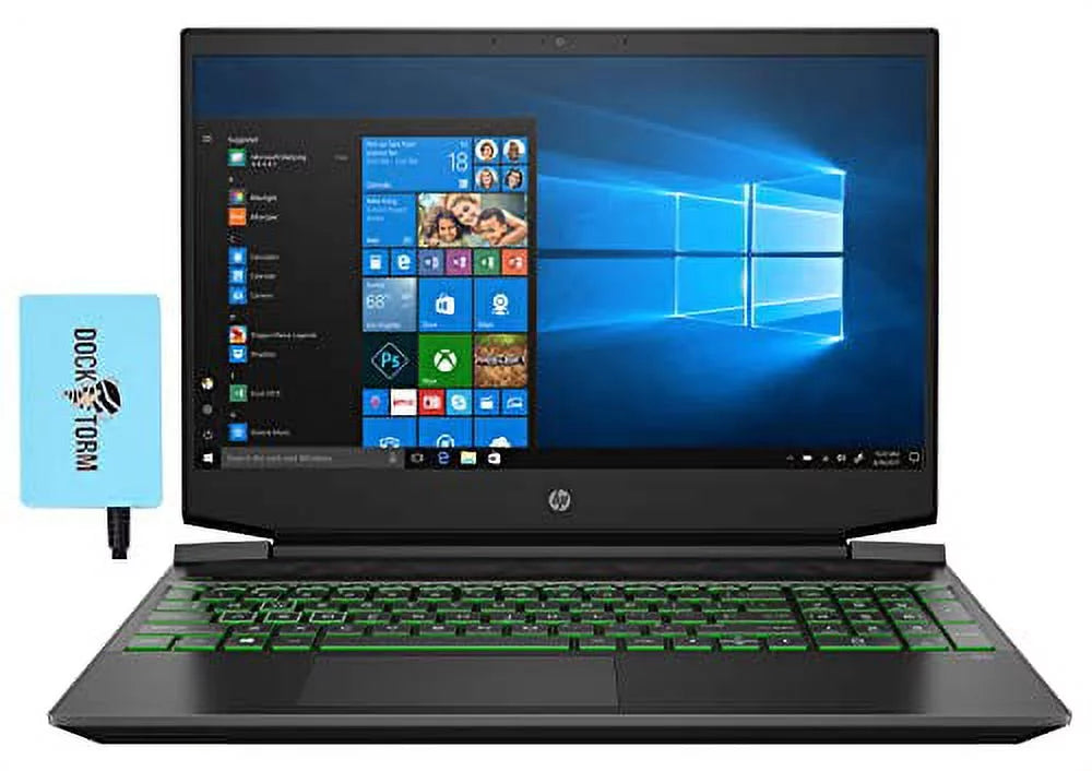 HP Pavilion 15z 15.6 144Hz FHD IPS Gaming Laptop (AMD Ryzen 5 5600H 6-Core, 32GB RAM, 256GB m.2 SATA SSD + 1TB HDD, GTX 1650 4GB, Green Backlit KYB, WiFi 6, BT 5.2, RJ-45, Win 11 Pro) w/Hub
