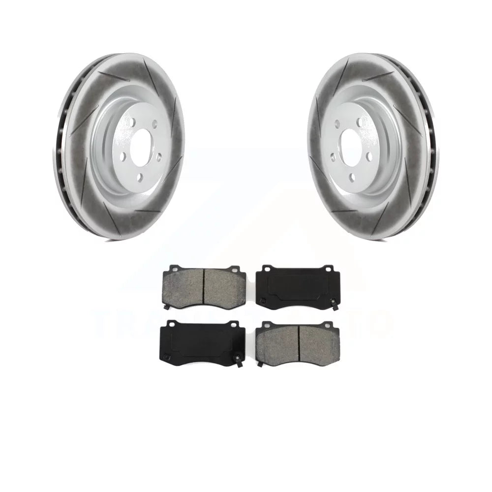 Transit Auto - Front Coated Disc Brake Rotors And Semi-Metallic Pads Kit For Dodge Charger Chrysler 300 Challenger Magnum KGS-100155