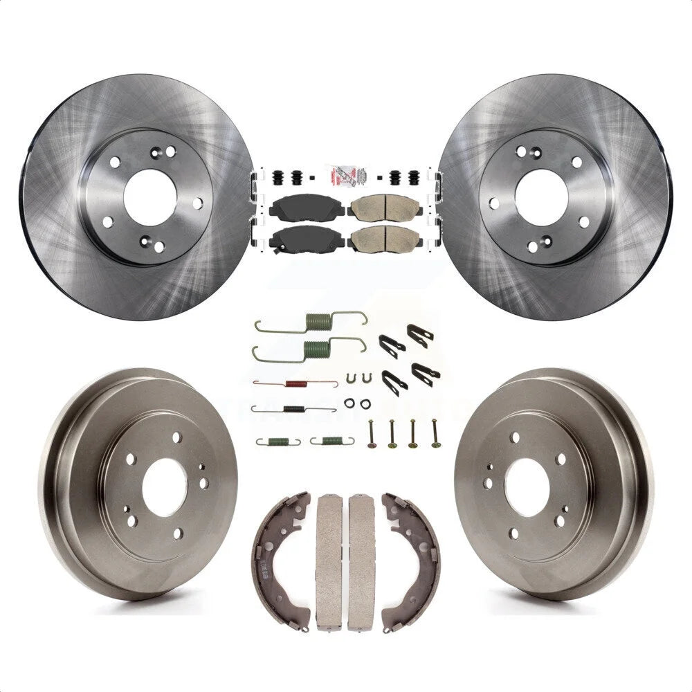 Transit Auto - Front Rear Disc Brake Rotors Ceramic Pads And Drum Kit (7Pc) For 2011 Honda Civic GX K8A-106033