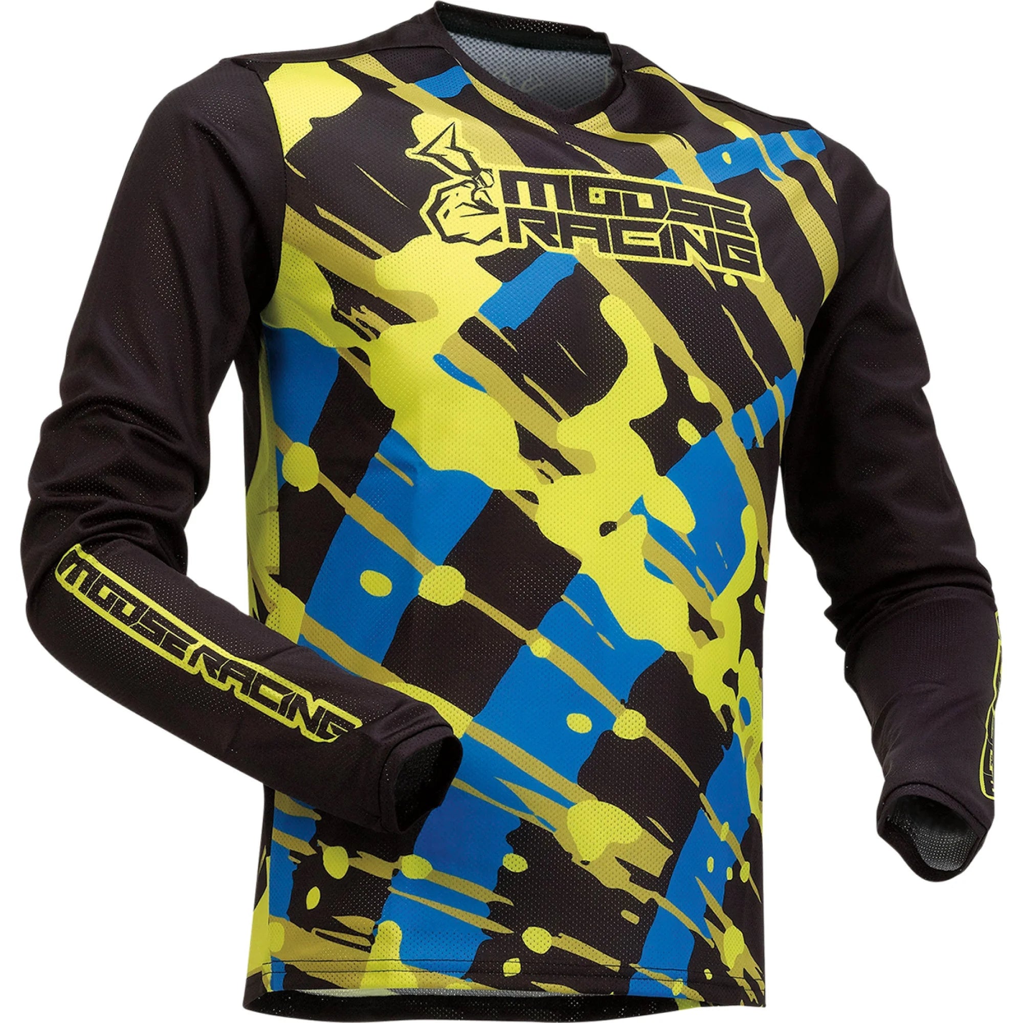 Moose Racing Agroid Mesh 22 Youth MX Offroad Jersey Blue/Hi-Vis SM