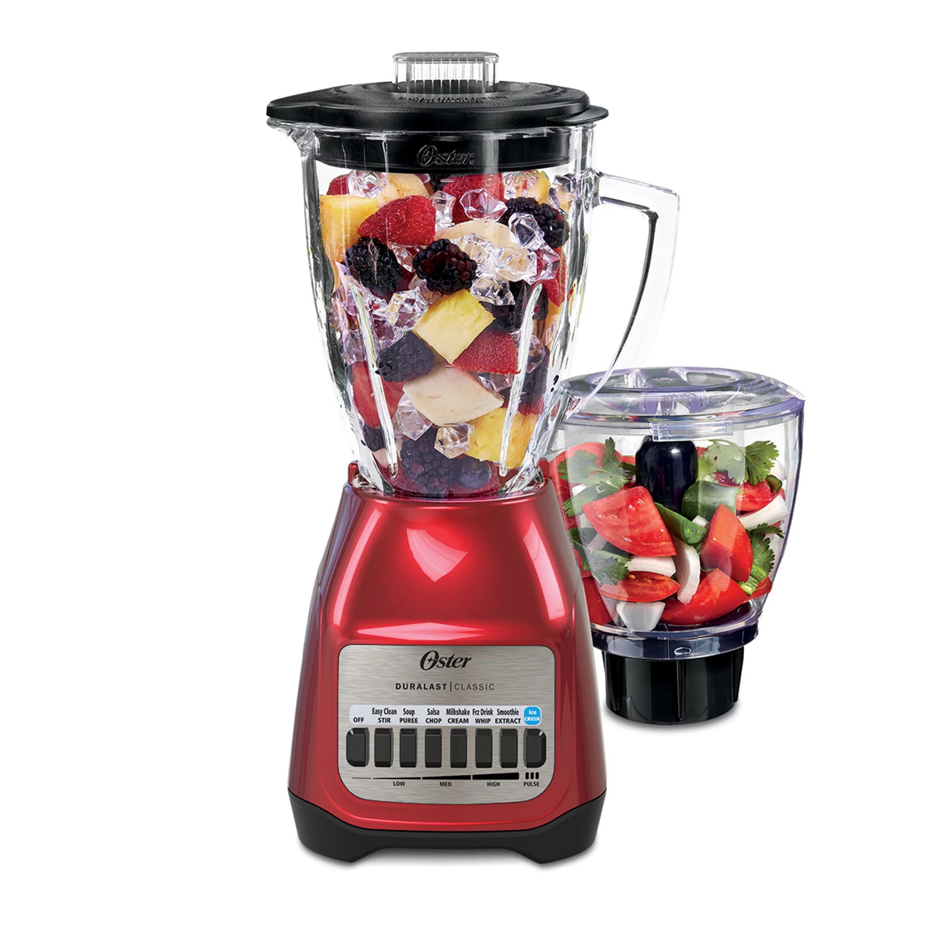 Oster Classic Series Metallic Blender Plus Food Chopper, Red